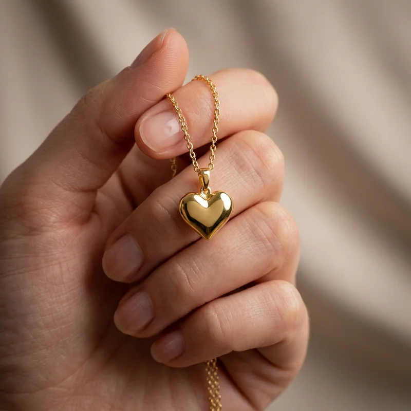 Polished gold heart pendant