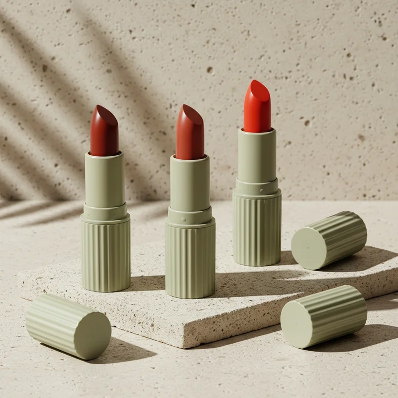Modern lipsticks on textured stone