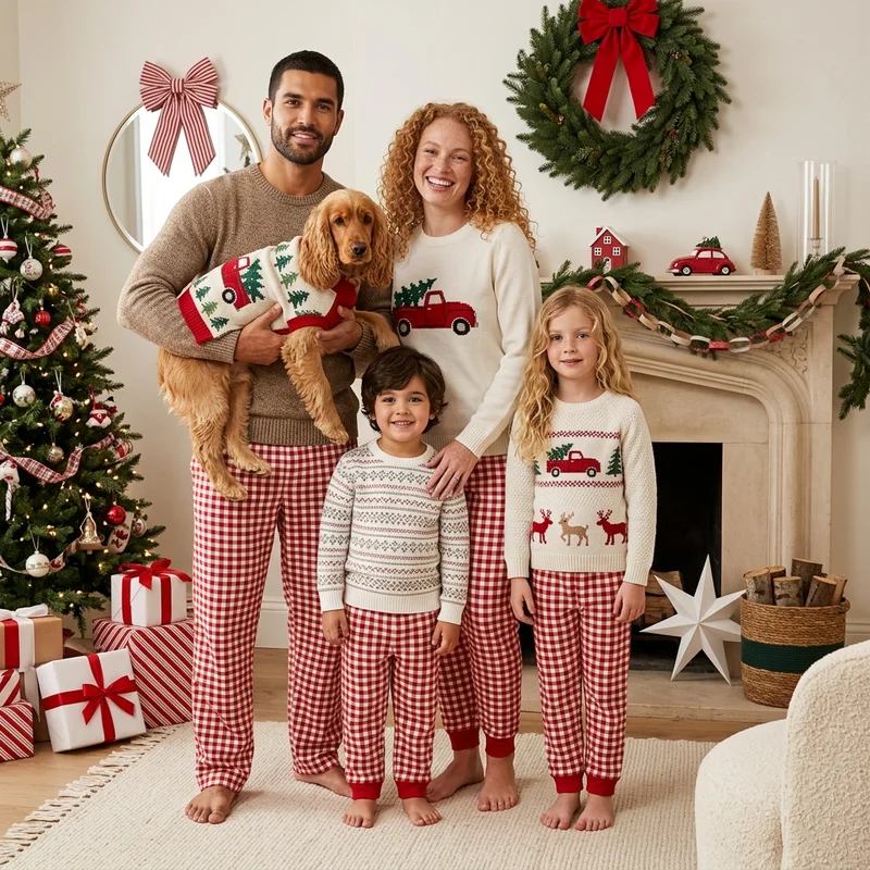 Festive family matching pajamas