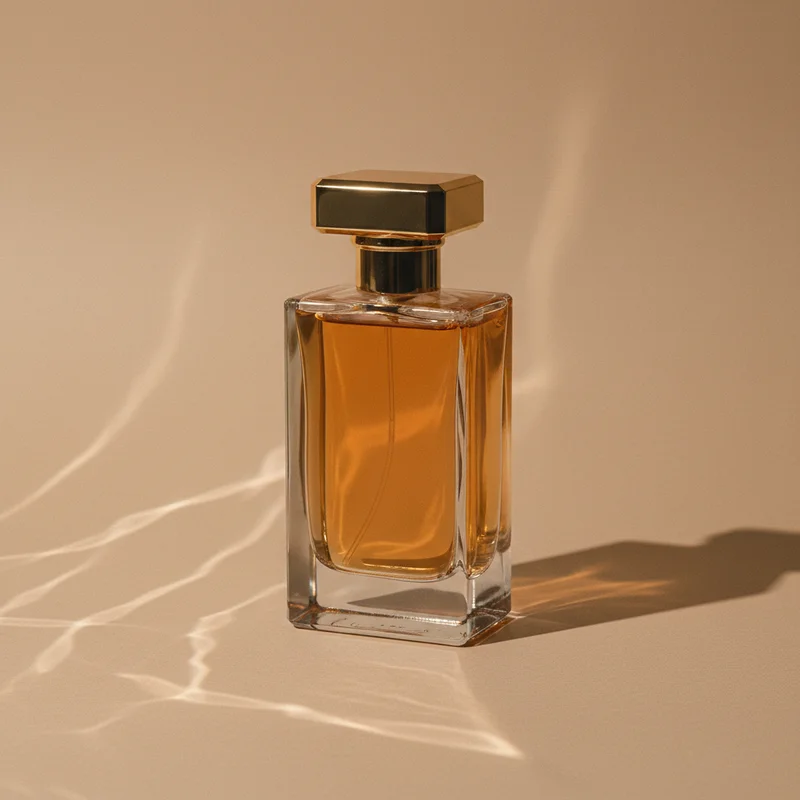 Classic golden perfume bottle