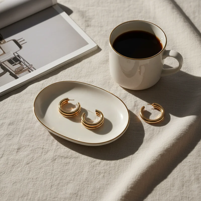 Morning coffee and gold hoops