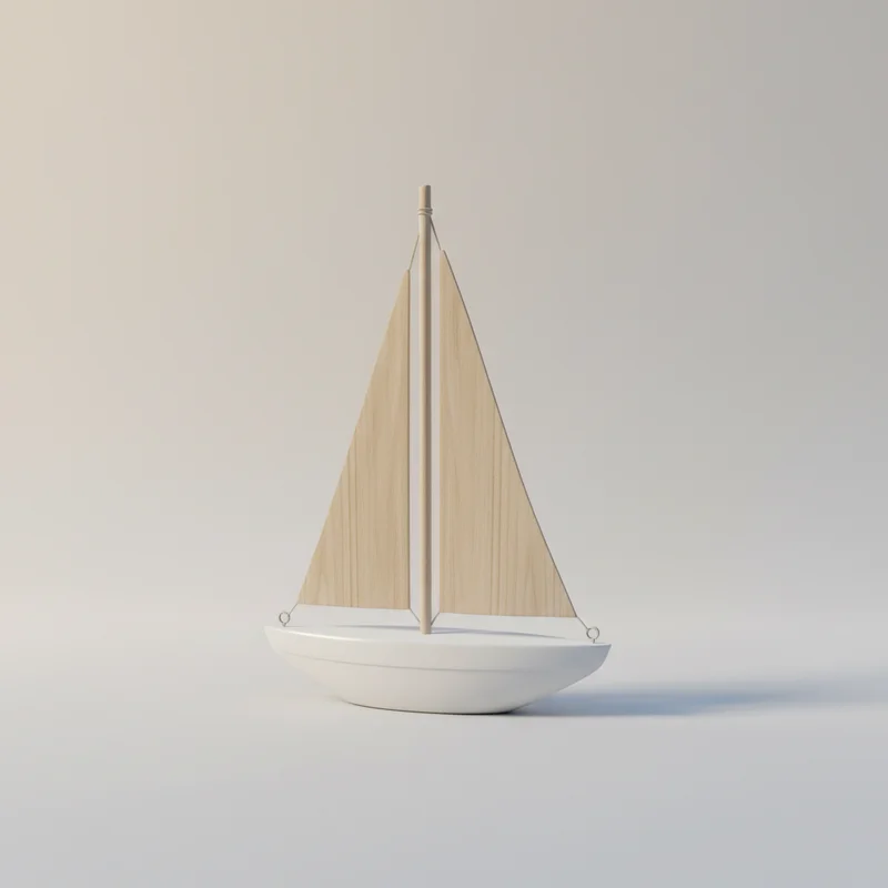 Minimalist wooden toy sailboat