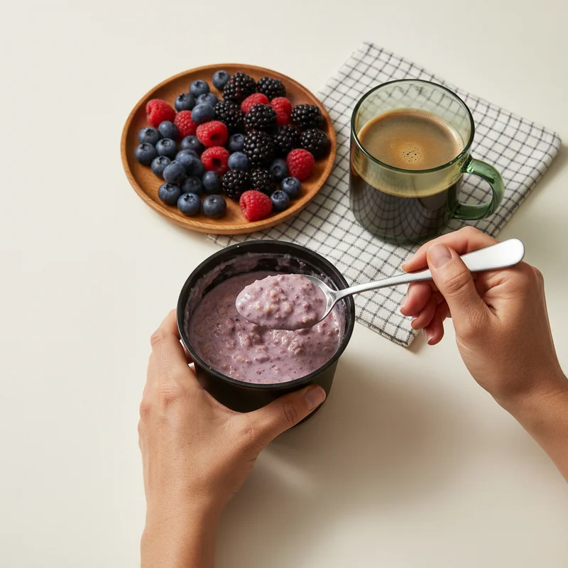 Healthy berry oatmeal breakfast