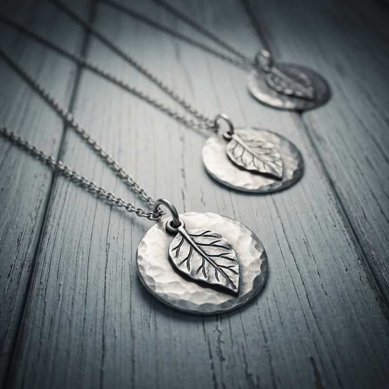 Rustic silver leaf necklaces