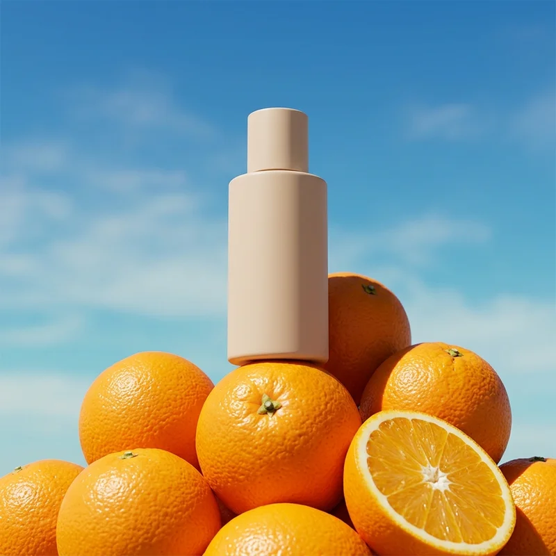 Fresh orange skincare bottle